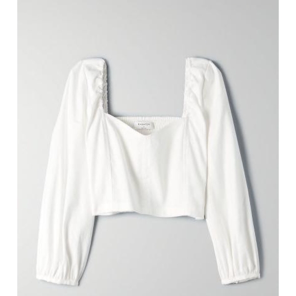 Babaton Tops - Aritzia Babaton Hadwyn women's crop cream blouse linen and cotton size XXS